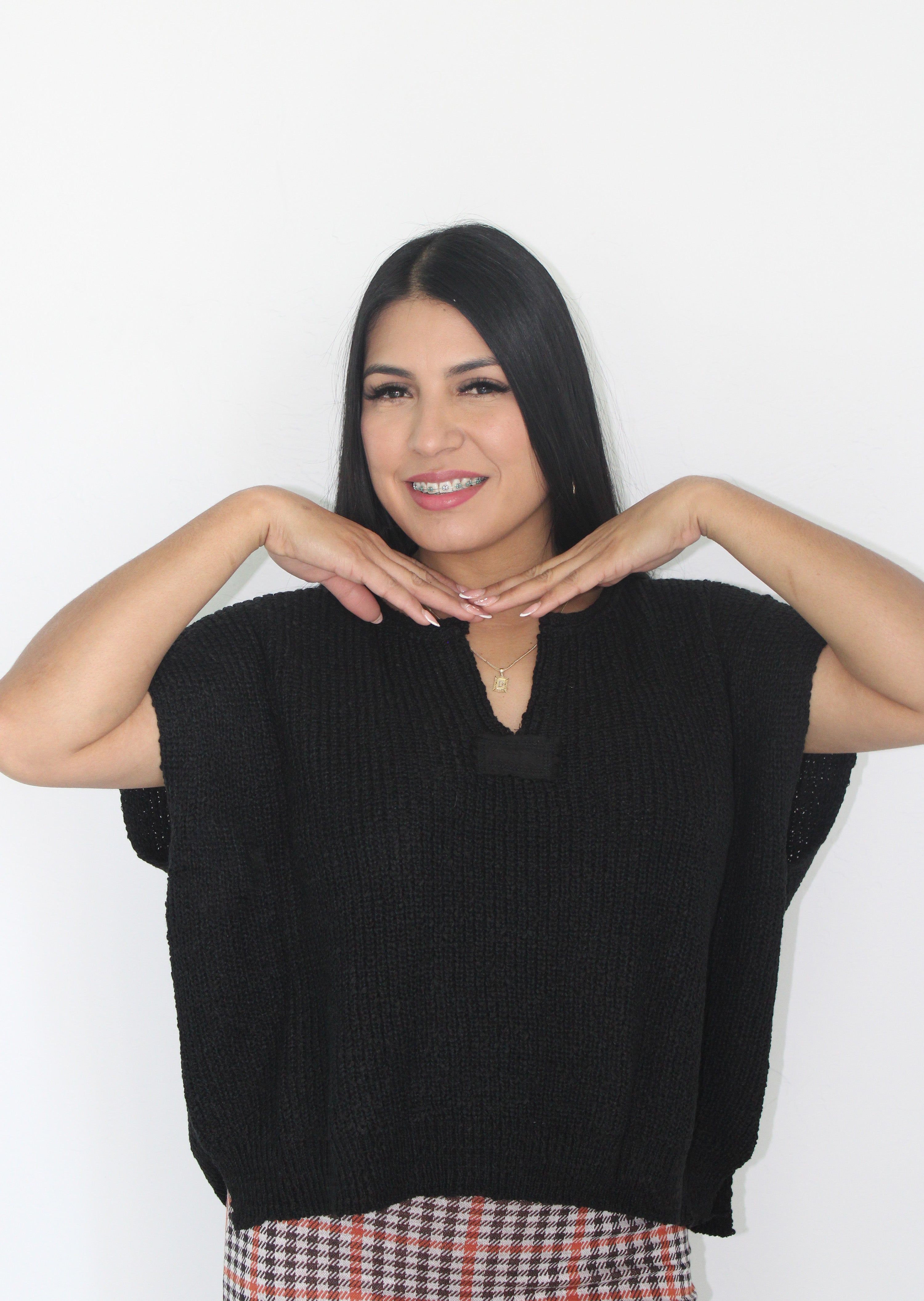 Boxy Split Neckline Top