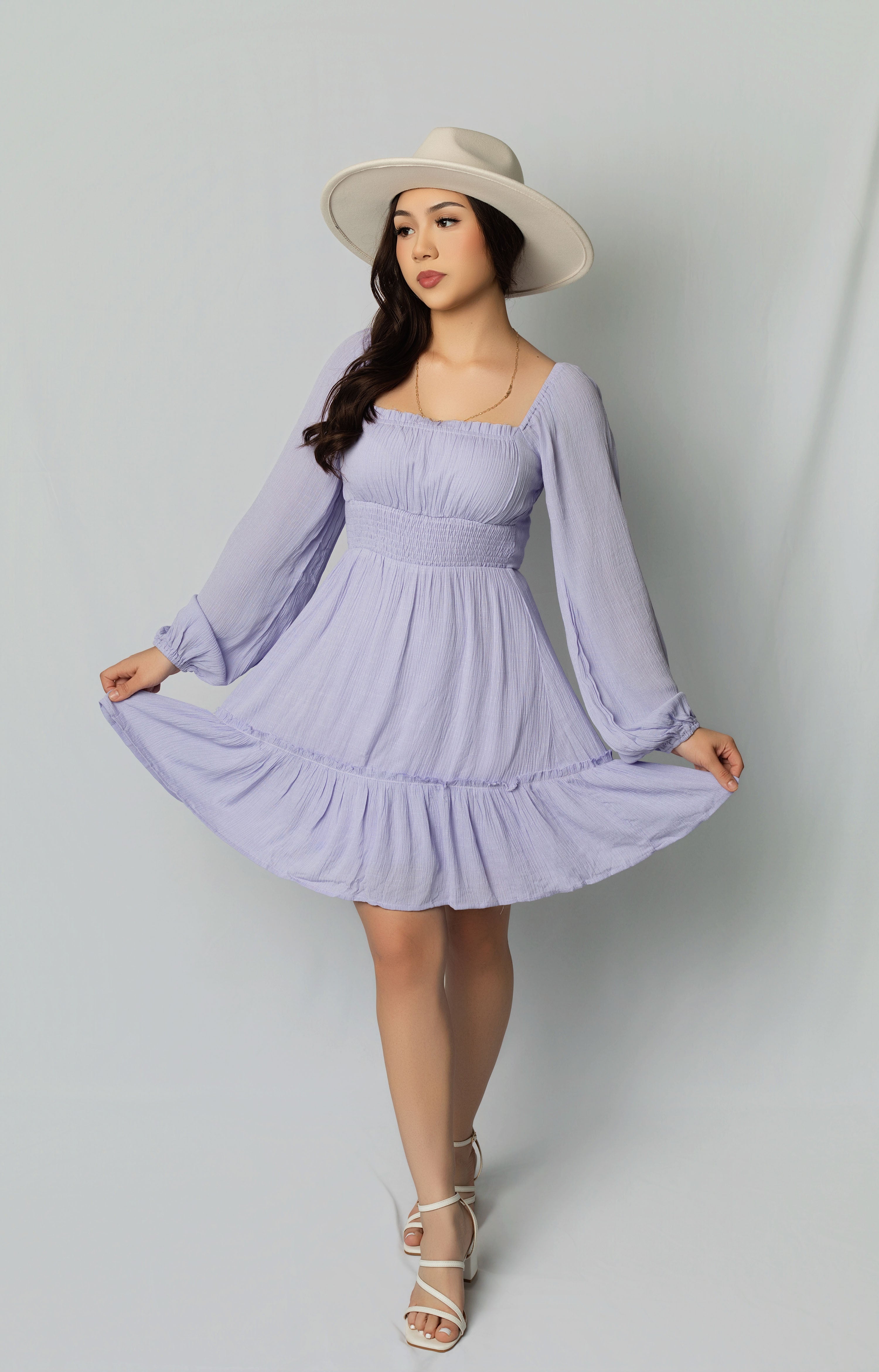 Lavender Square Neck Mini Dress