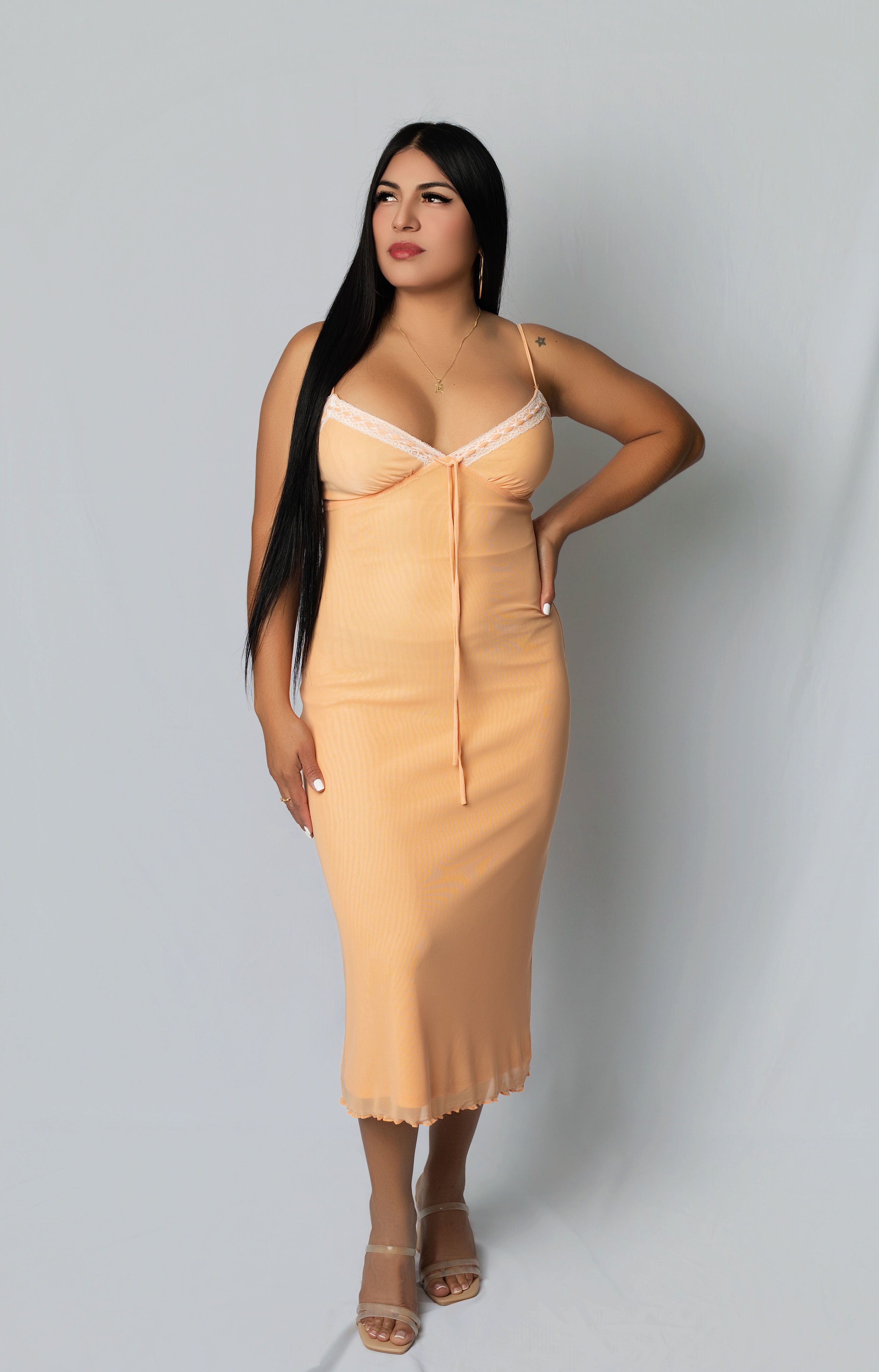 Apricot Midi Dress