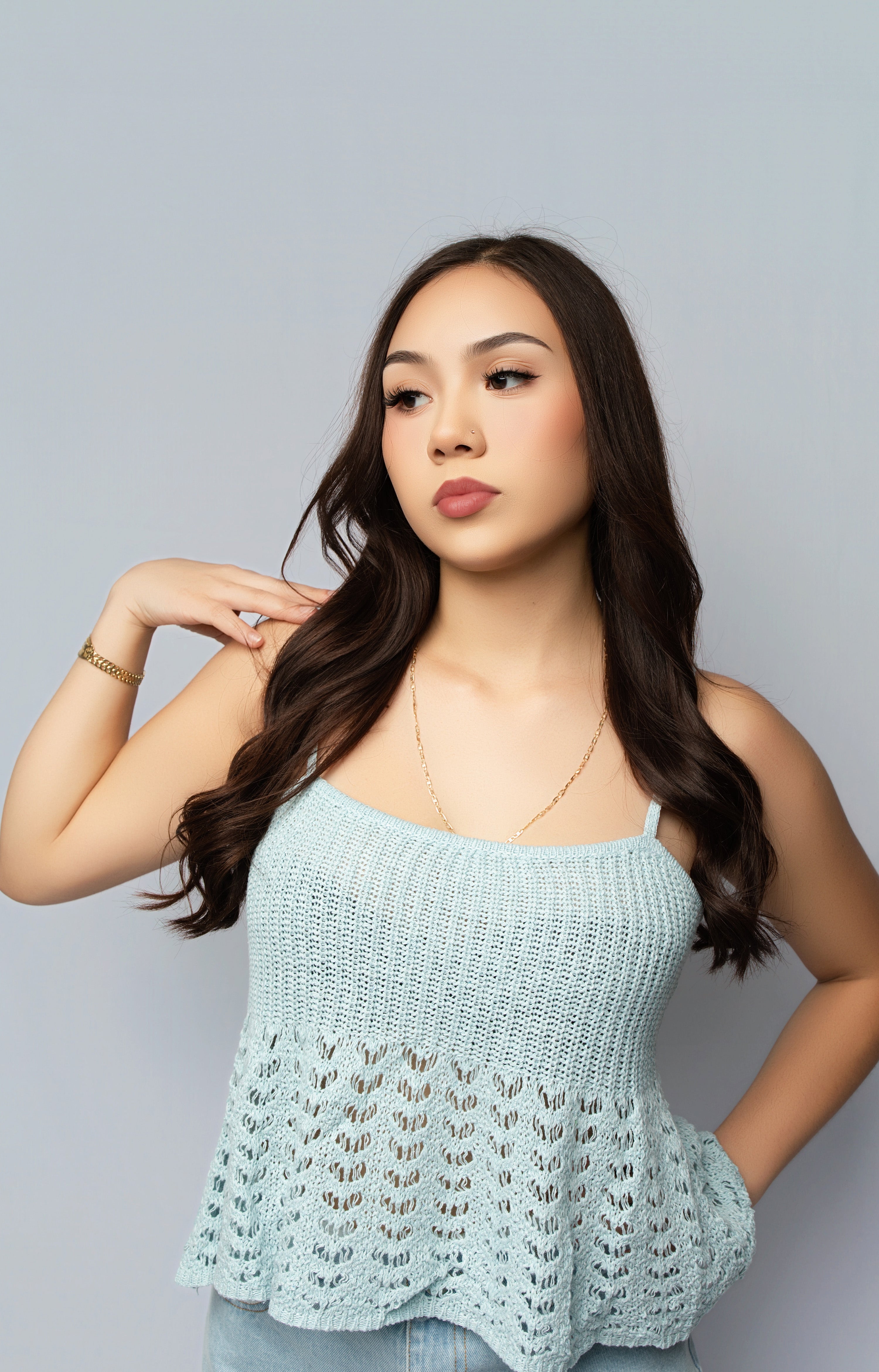 Light Blue Thread Flowy Top