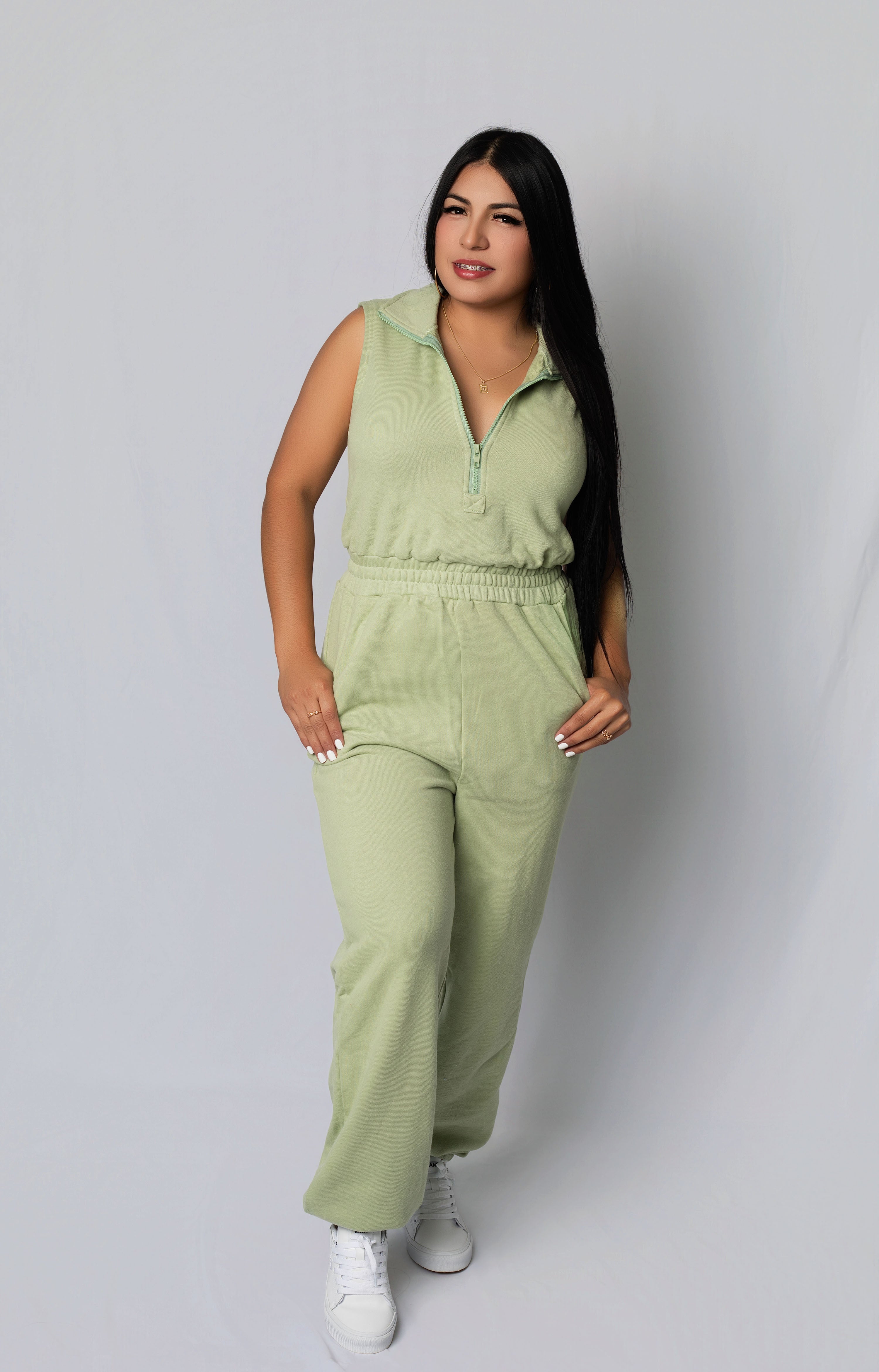 Let Green Sleeveless Jumpsuit