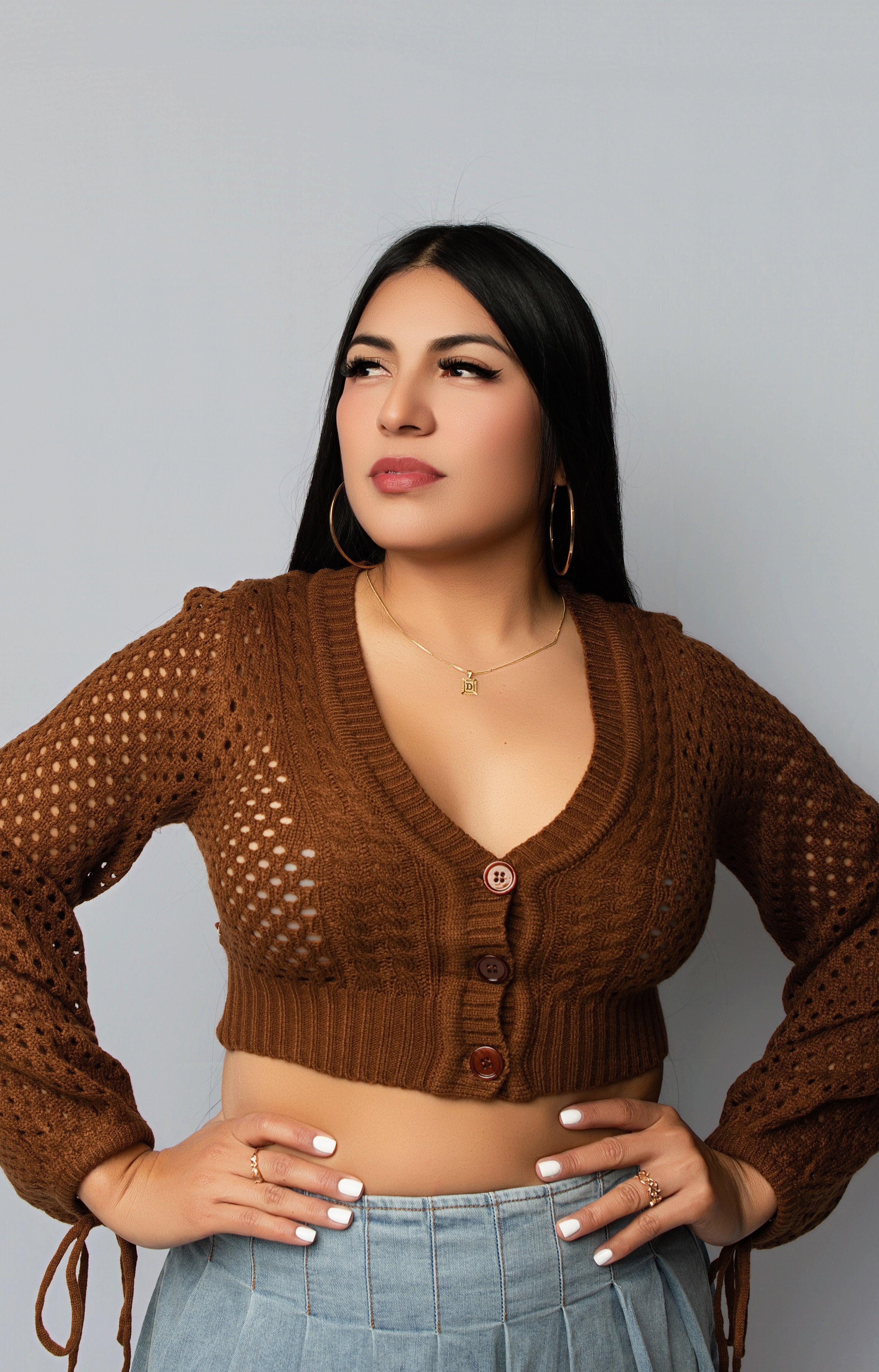 Brown Knitted Sweater Top