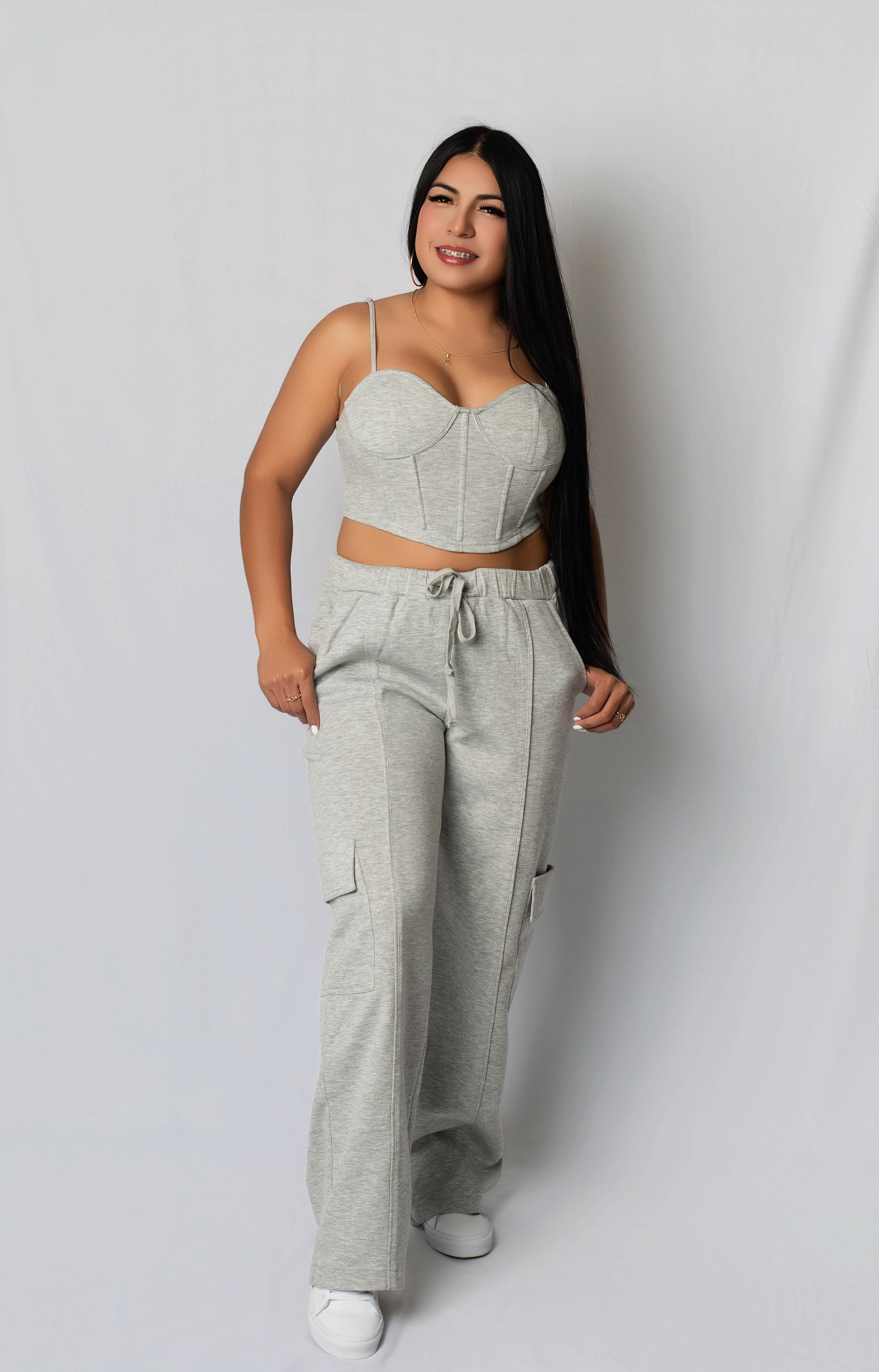 Grey Corset And Jogger Set