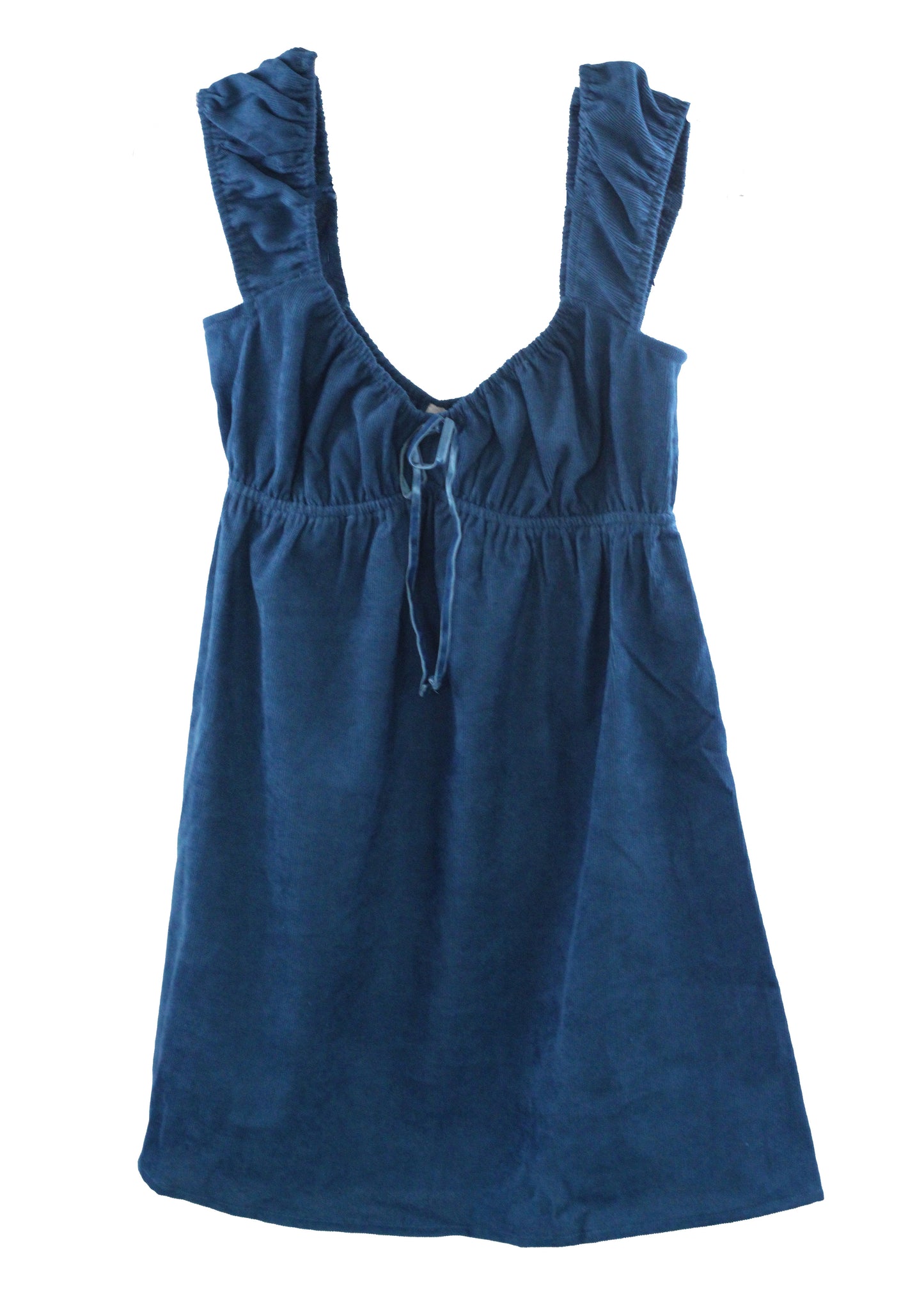 COBALT CORDUROY BABYDOLL DRESS