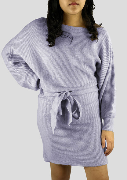 LAVENDER KNIT SWEATER DRESS