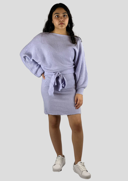 LAVENDER KNIT SWEATER DRESS