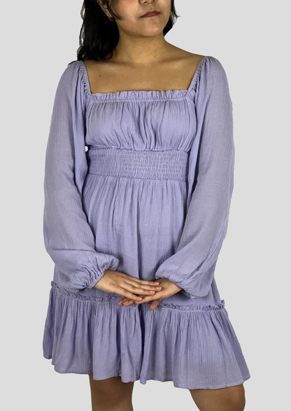 LAVENDER SQUARE NECK MINI DRESS