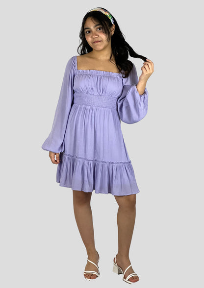 LAVENDER SQUARE NECK MINI DRESS