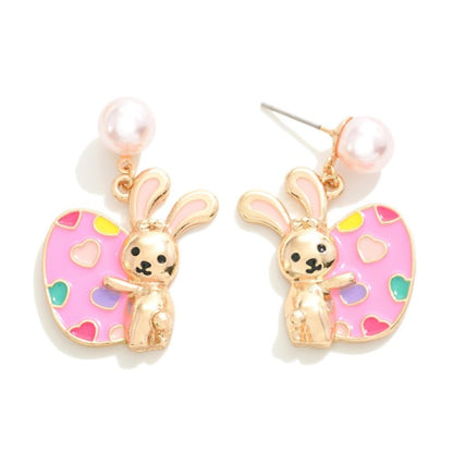 ENAMEL HEARTS BUNNY EARRINGS