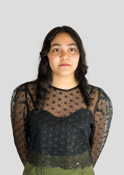 SHEER FLOWER LACE TOP