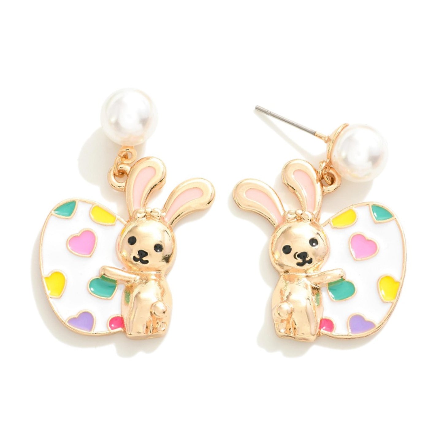 ENAMEL HEARTS BUNNY EARRINGS