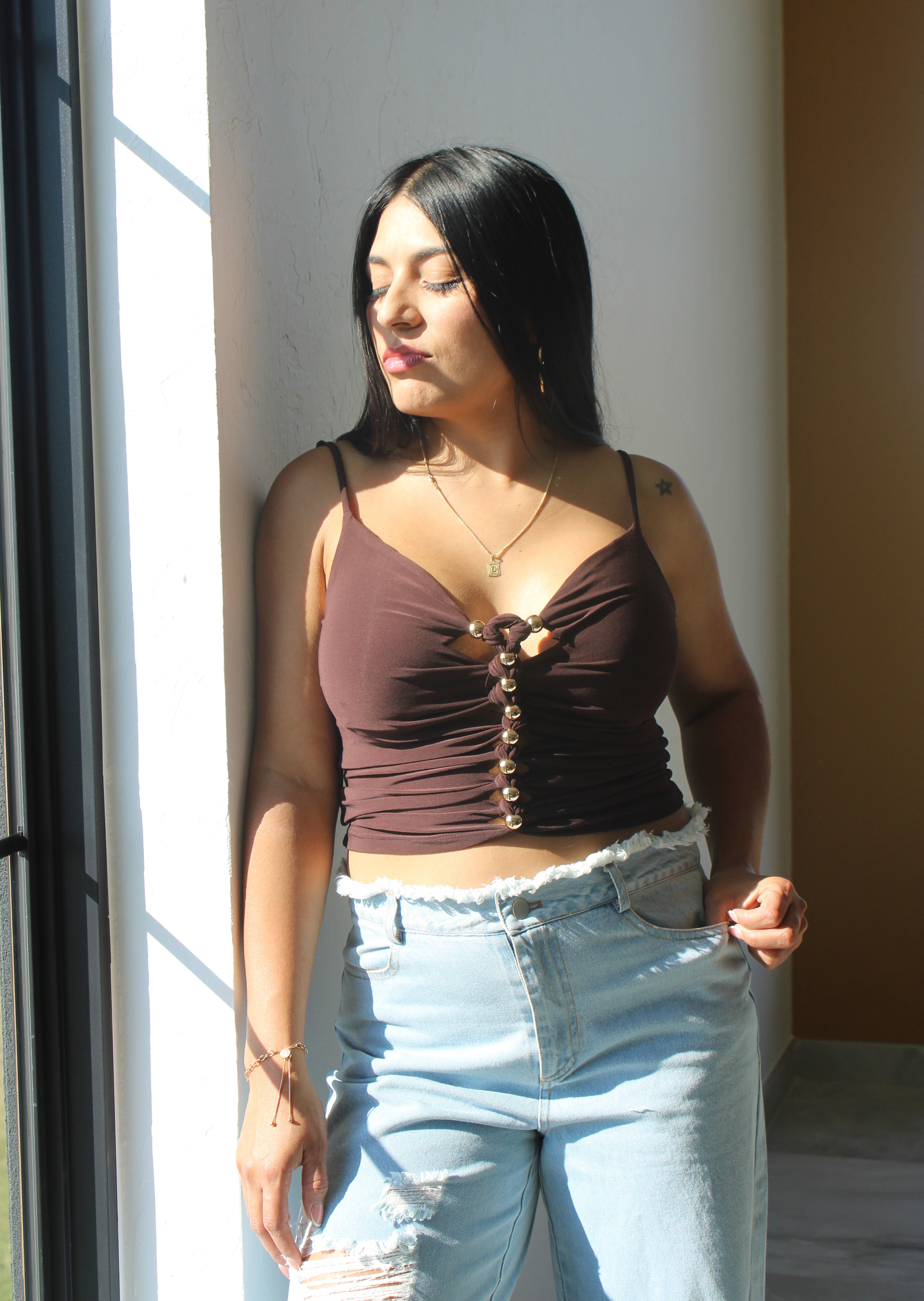 Bead-Detailed Tank Top