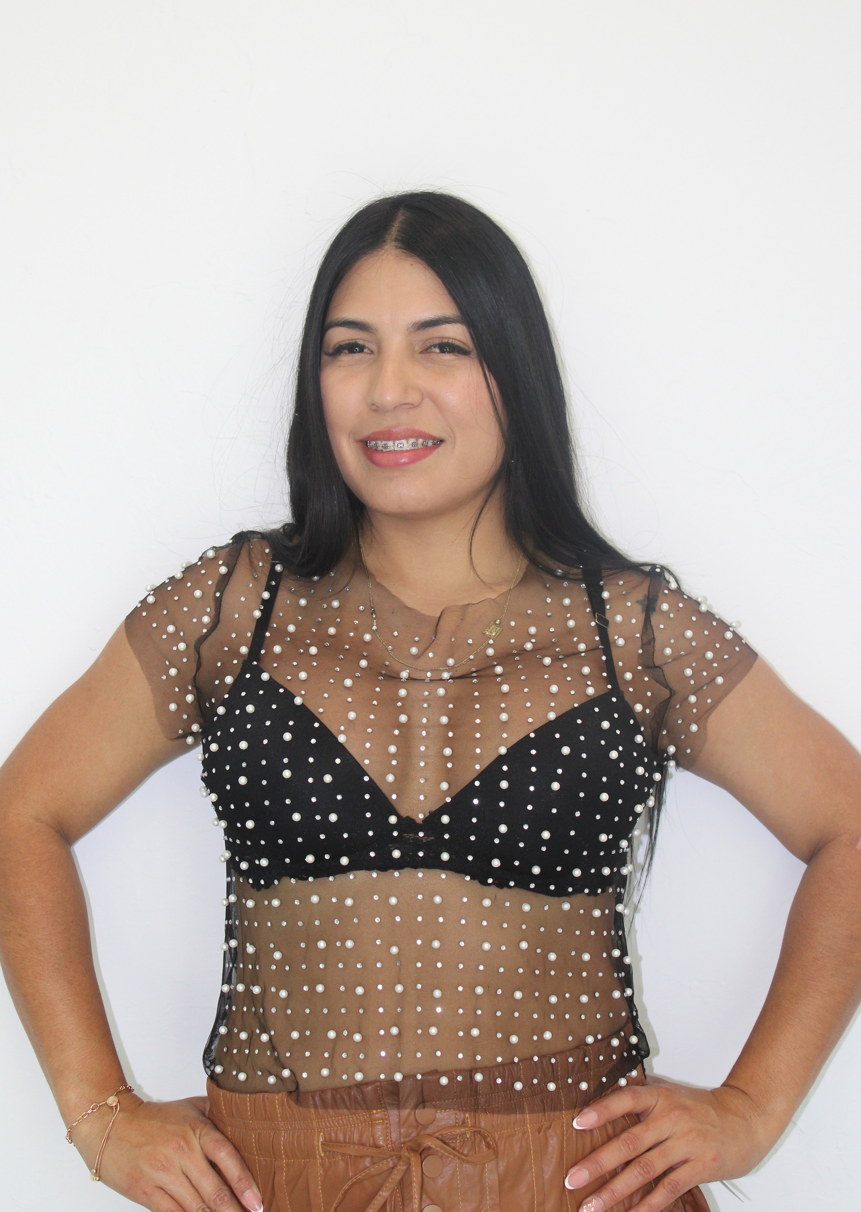 Rhinestone and Pearl Top