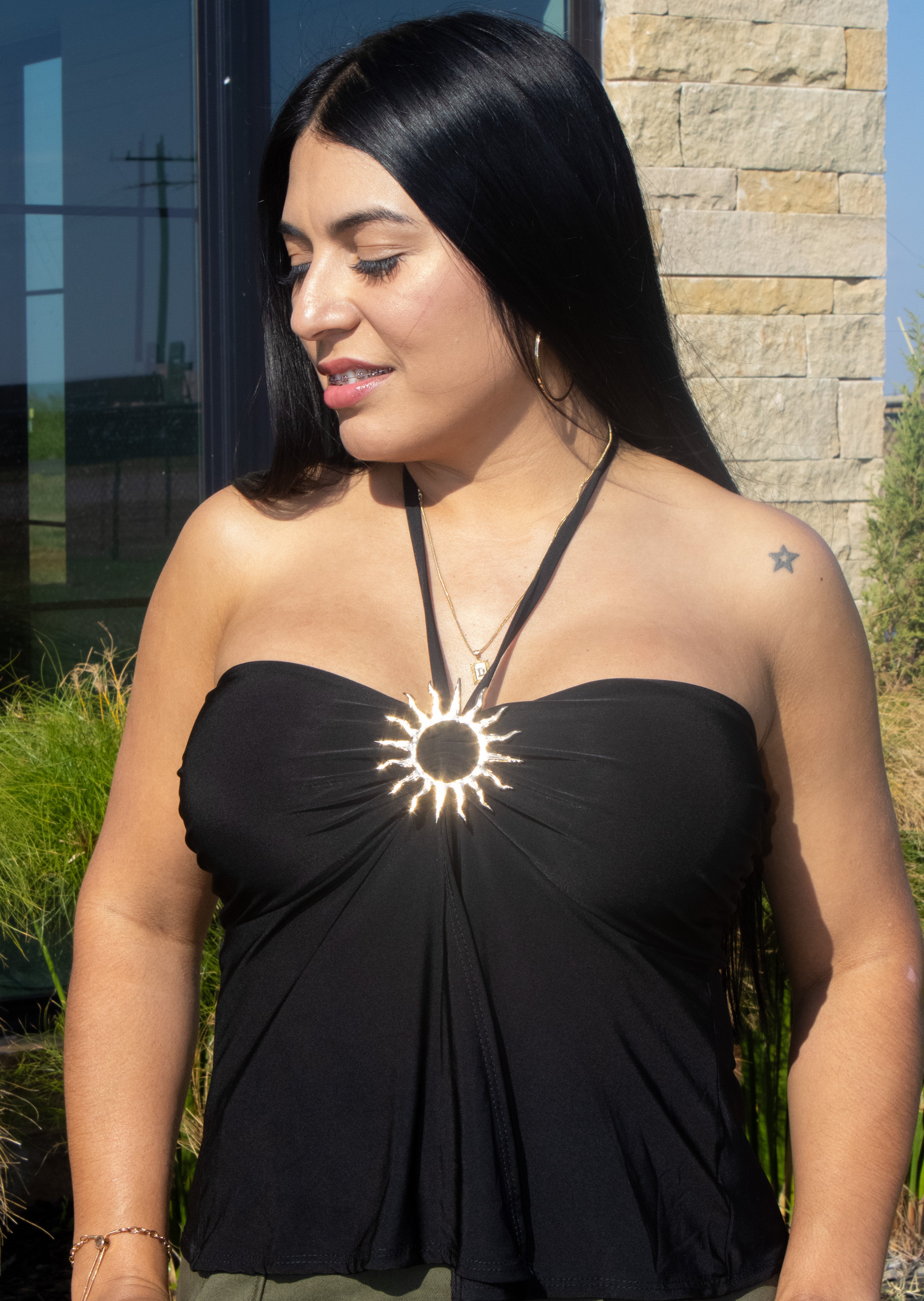 Sun Motif Halter Top