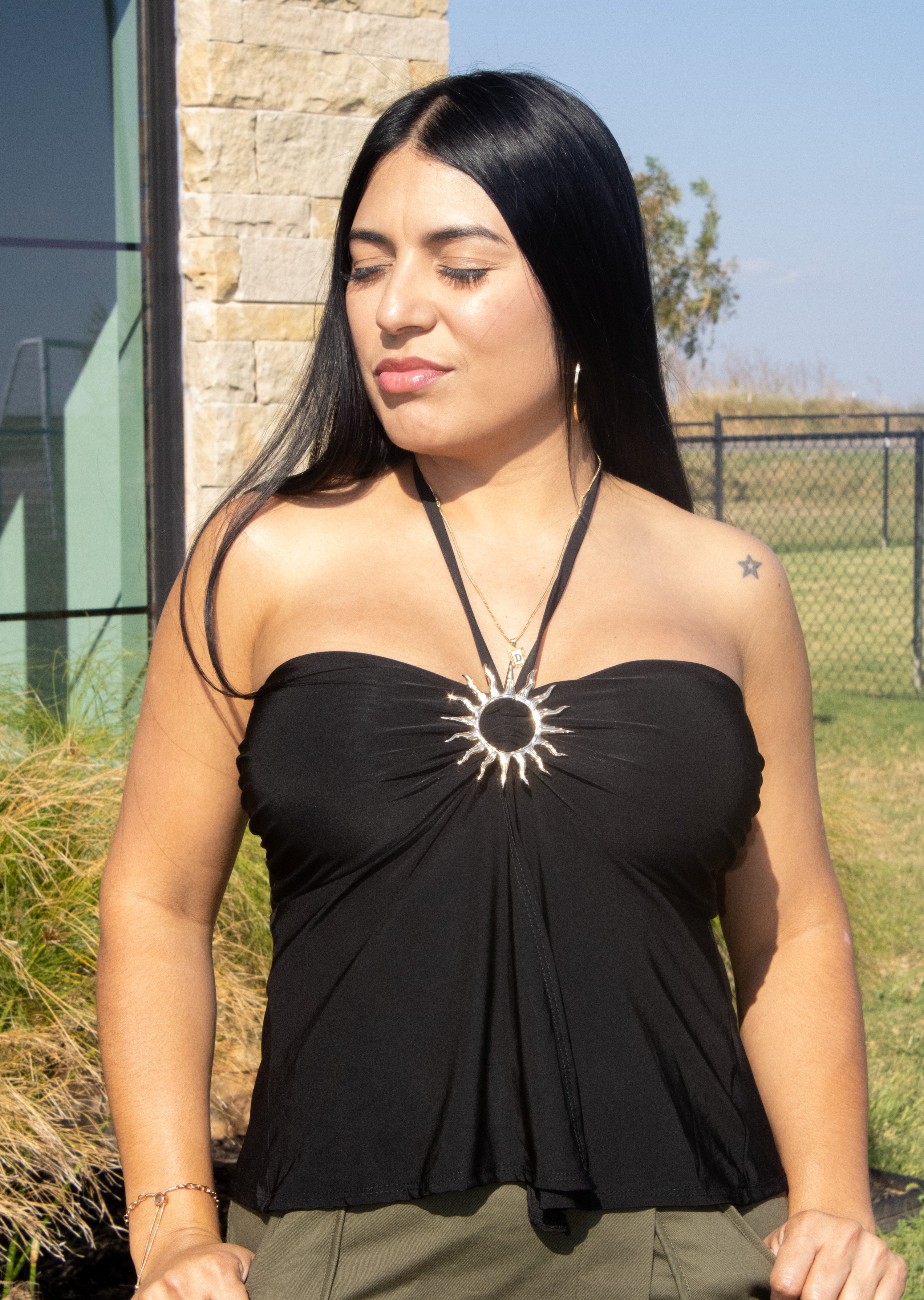 Sun Motif Halter Top
