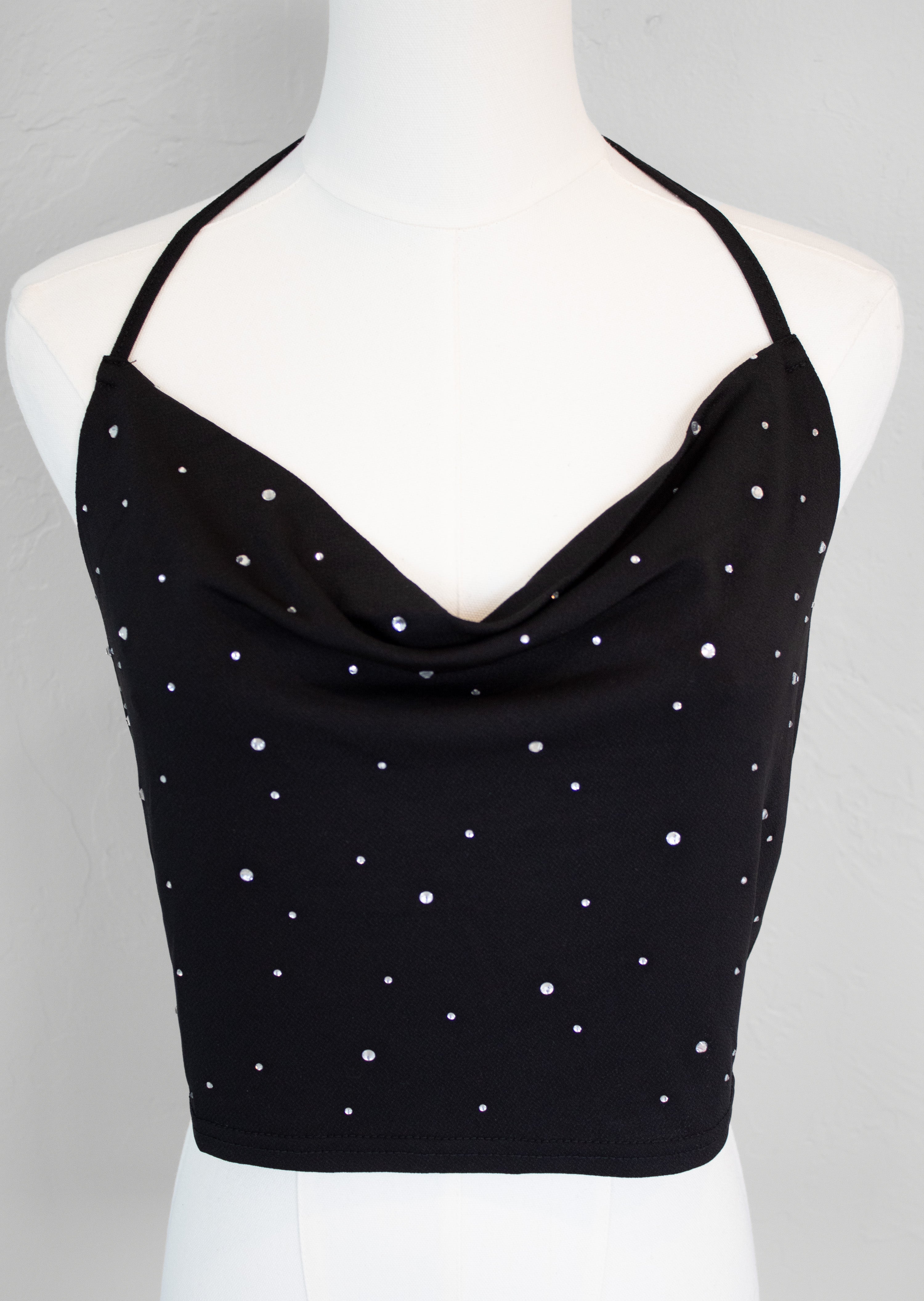 Black Rhinestone Detail Top