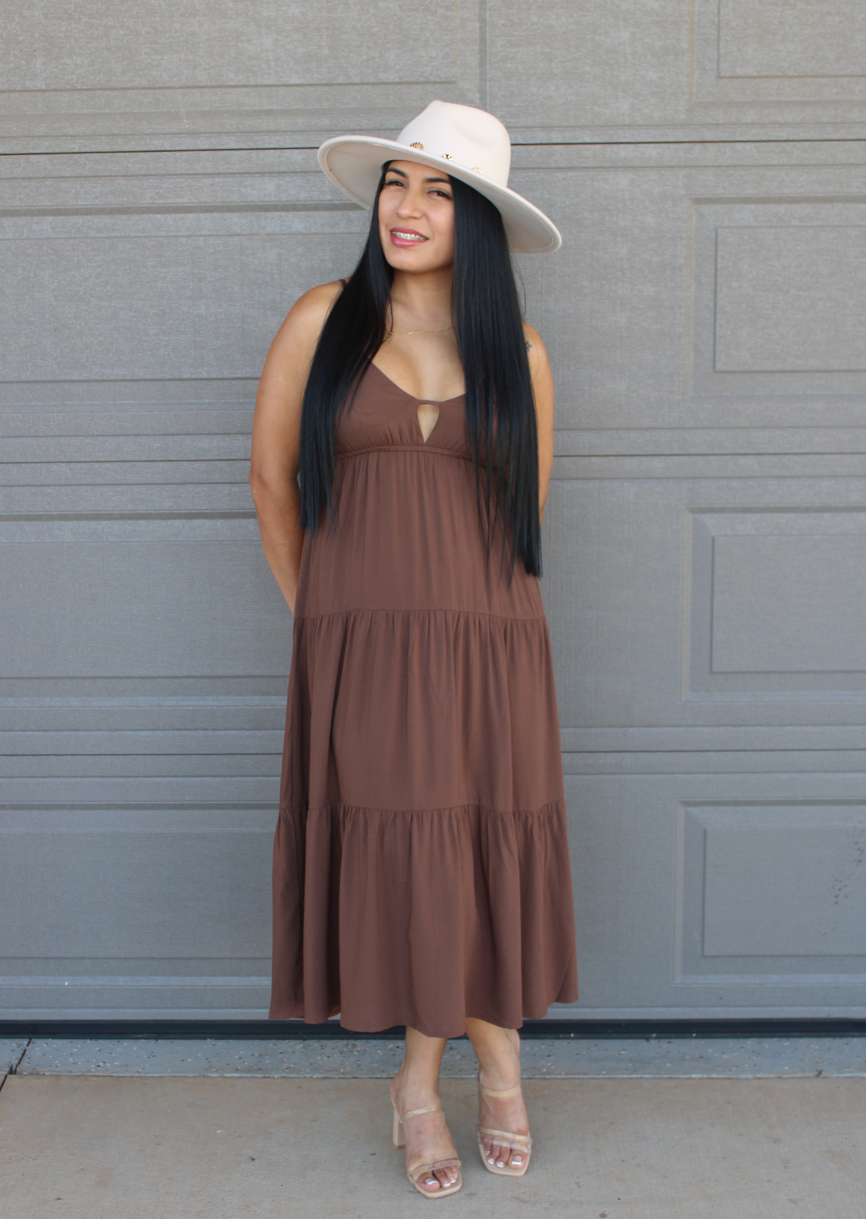 Woven Tiered Midi Dress