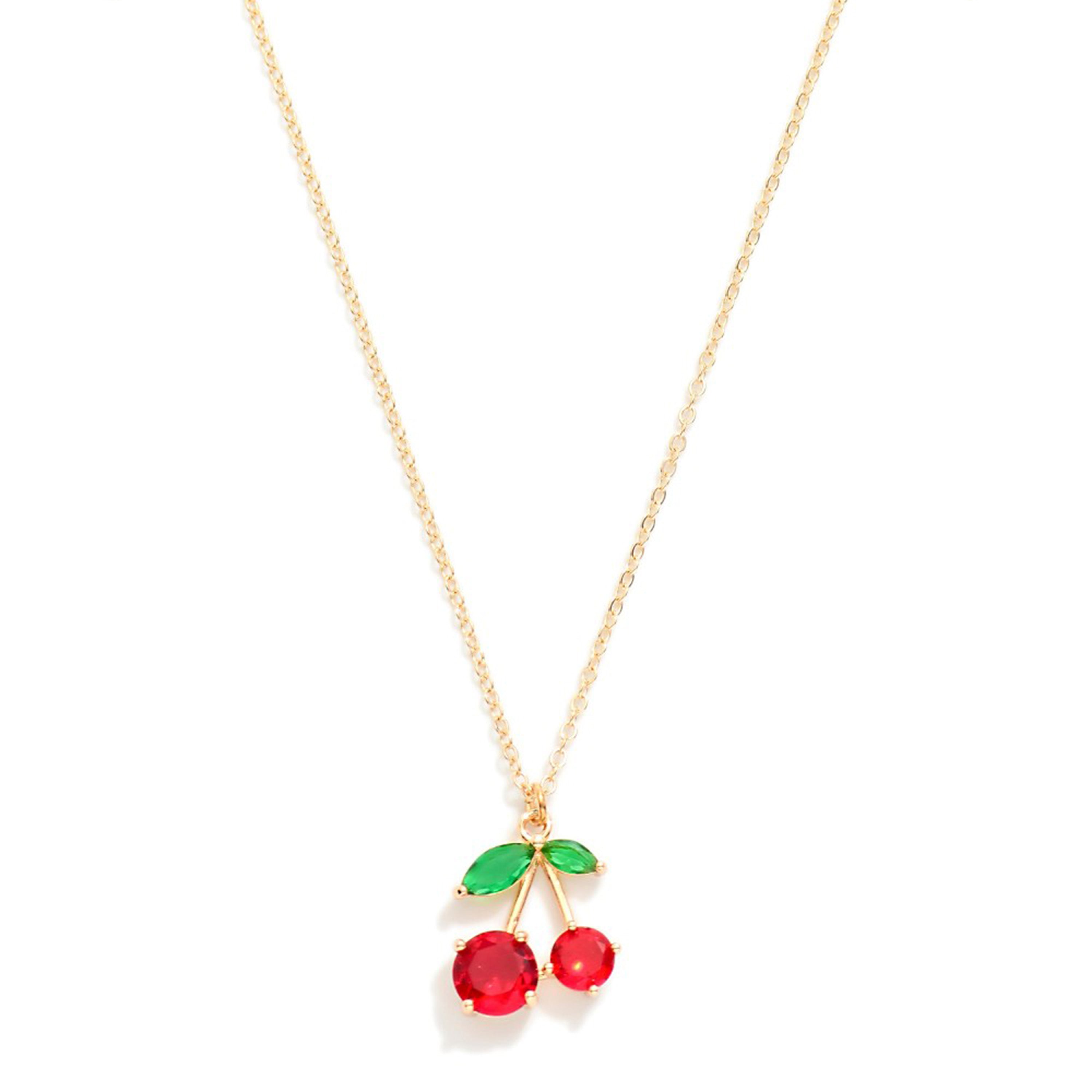 Rhinestone Cherry Pendent Necklace