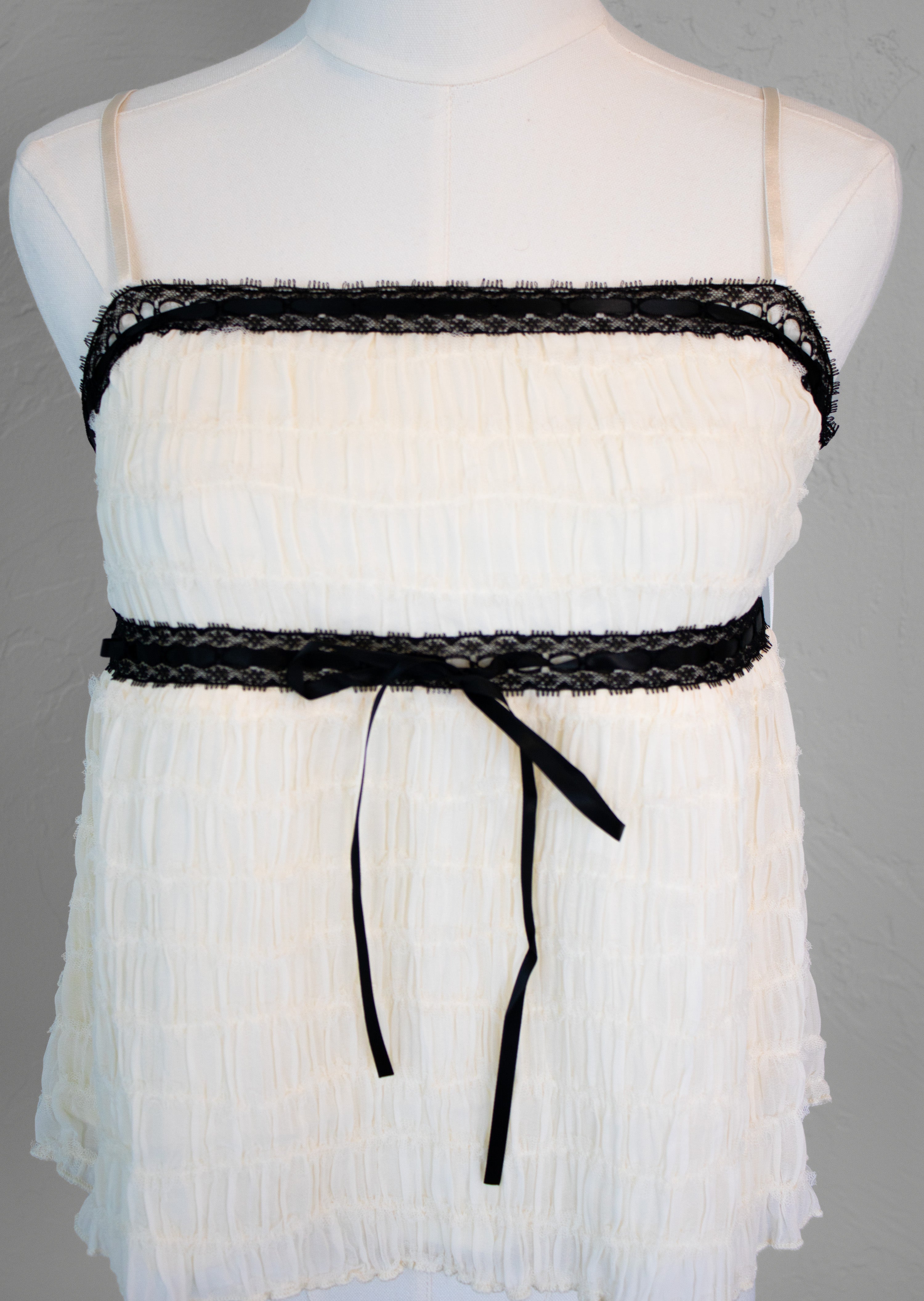 Contrast Lace Mix Chiffon Cami Top