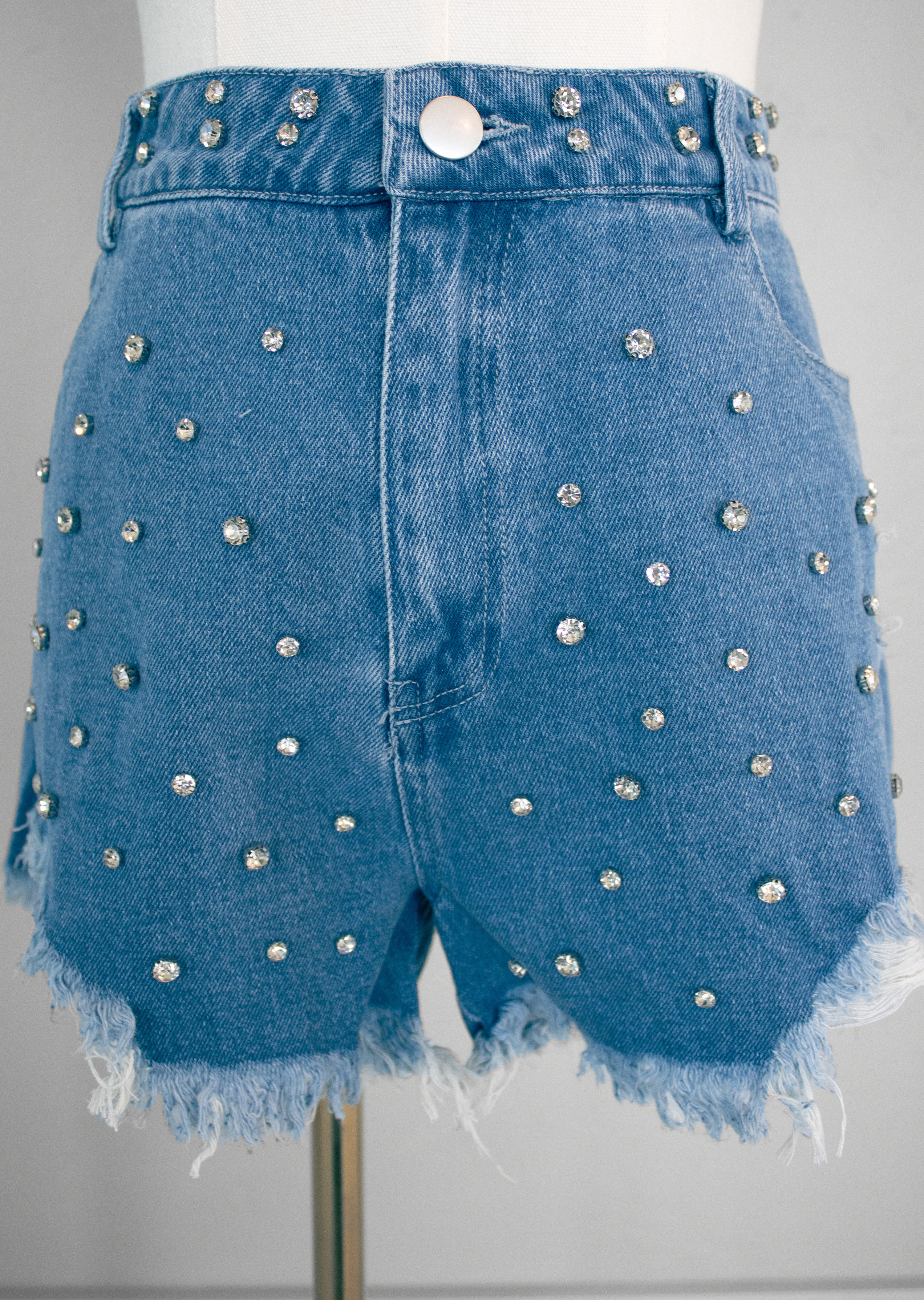 Light Blue Denim Gem Shorts