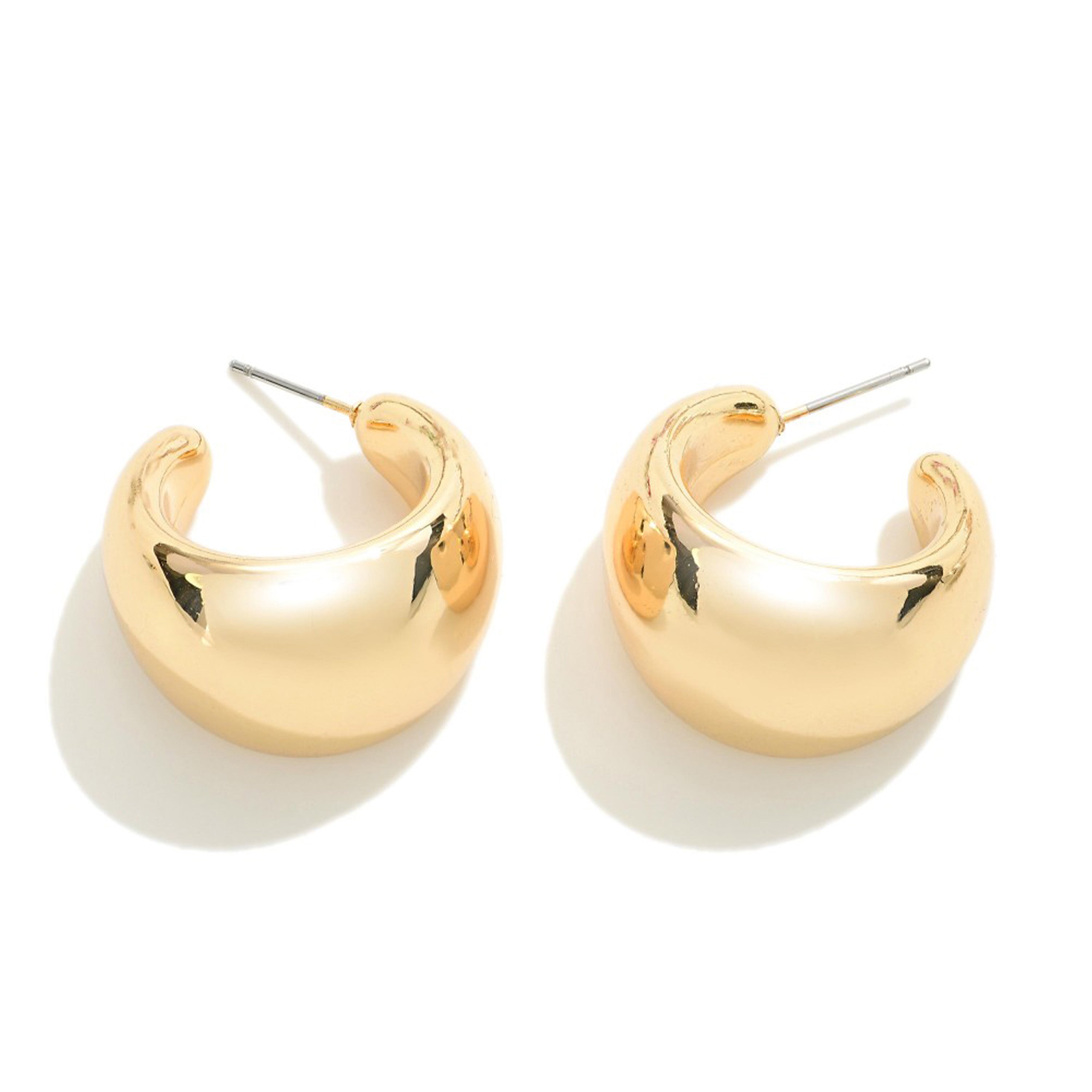 Tapered Metal Curl Hoop Earrings