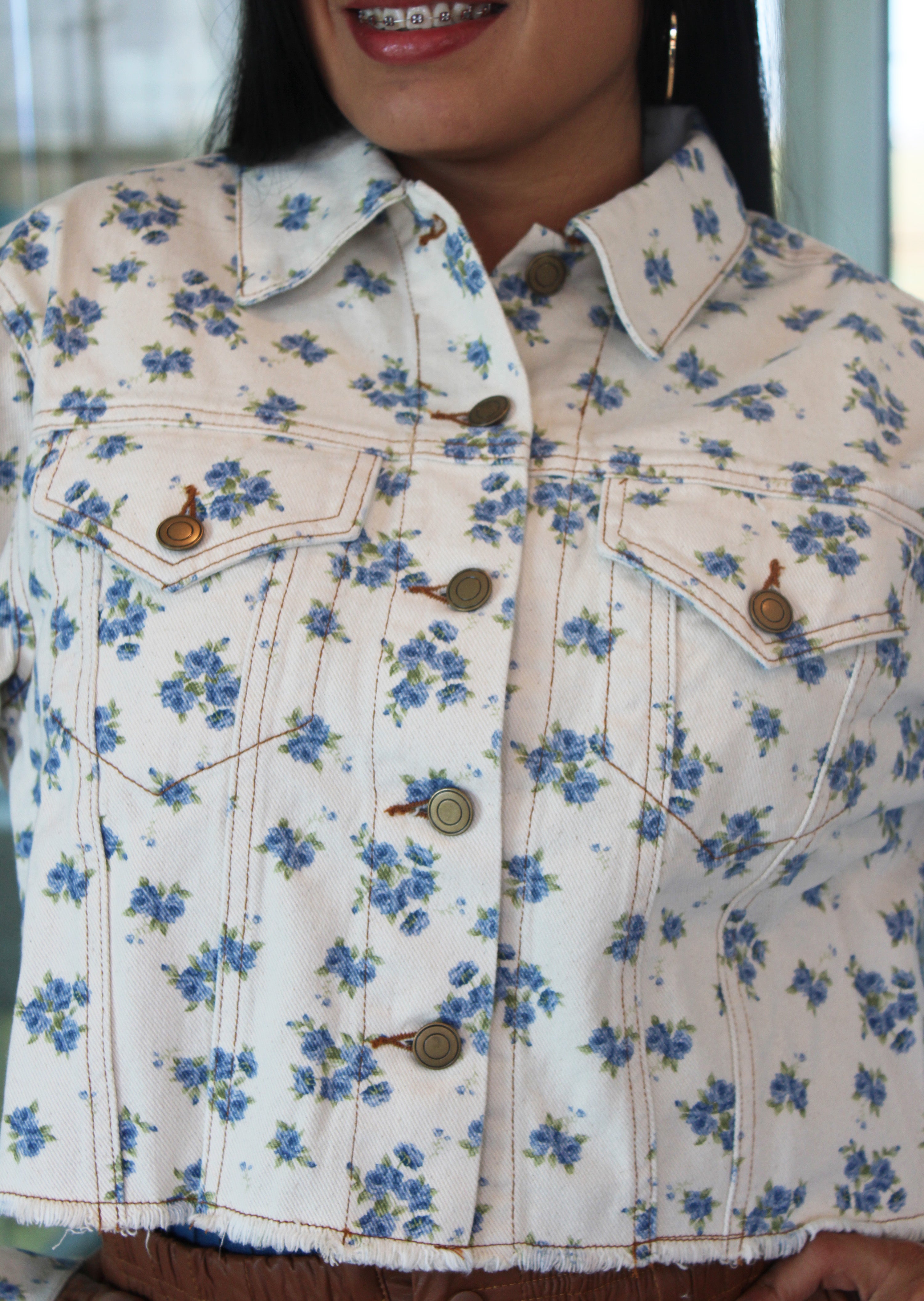 Floral Print Jean Jacket