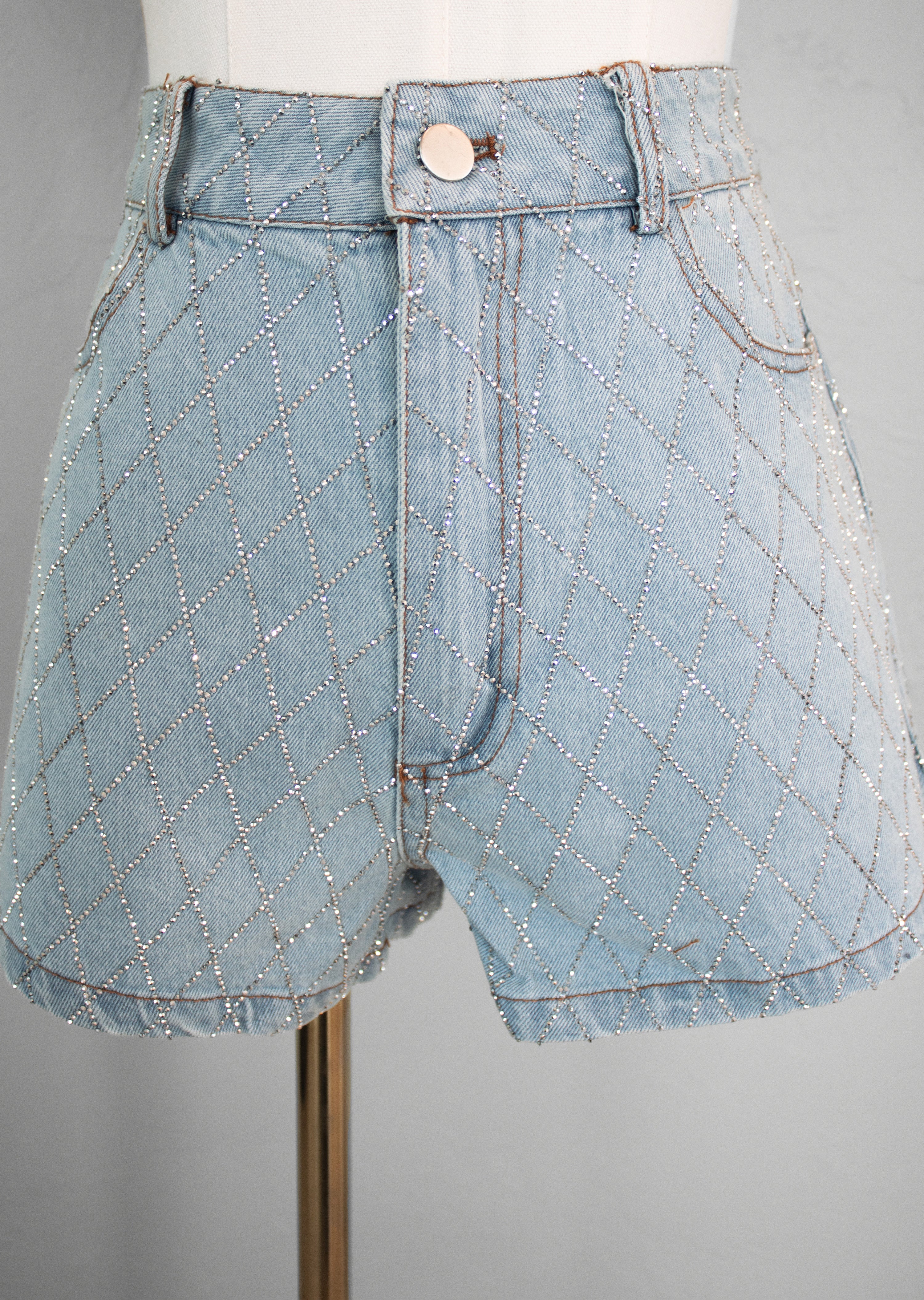 Light Wash Denim Gem Shorts