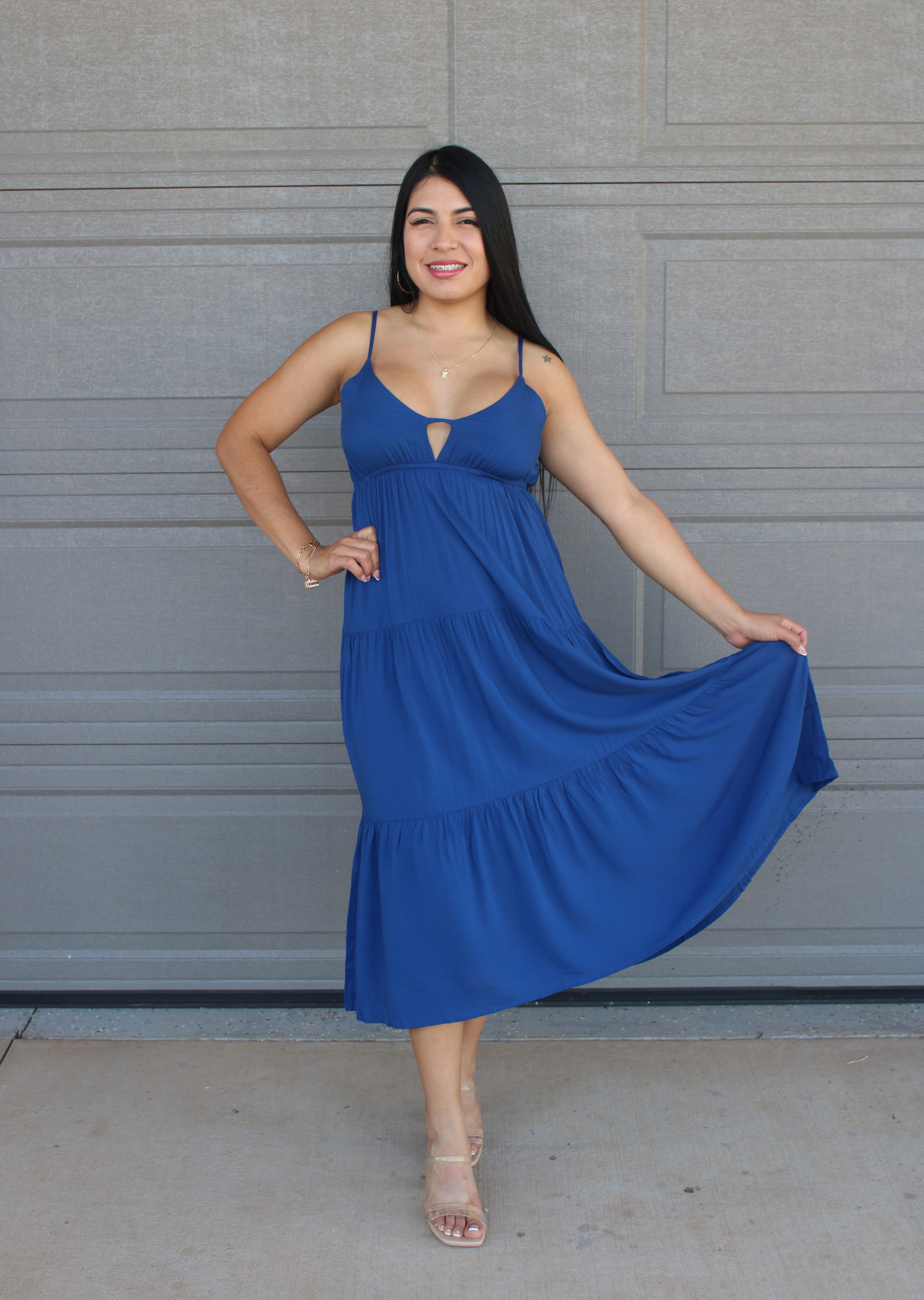 Woven Tiered Midi Dress