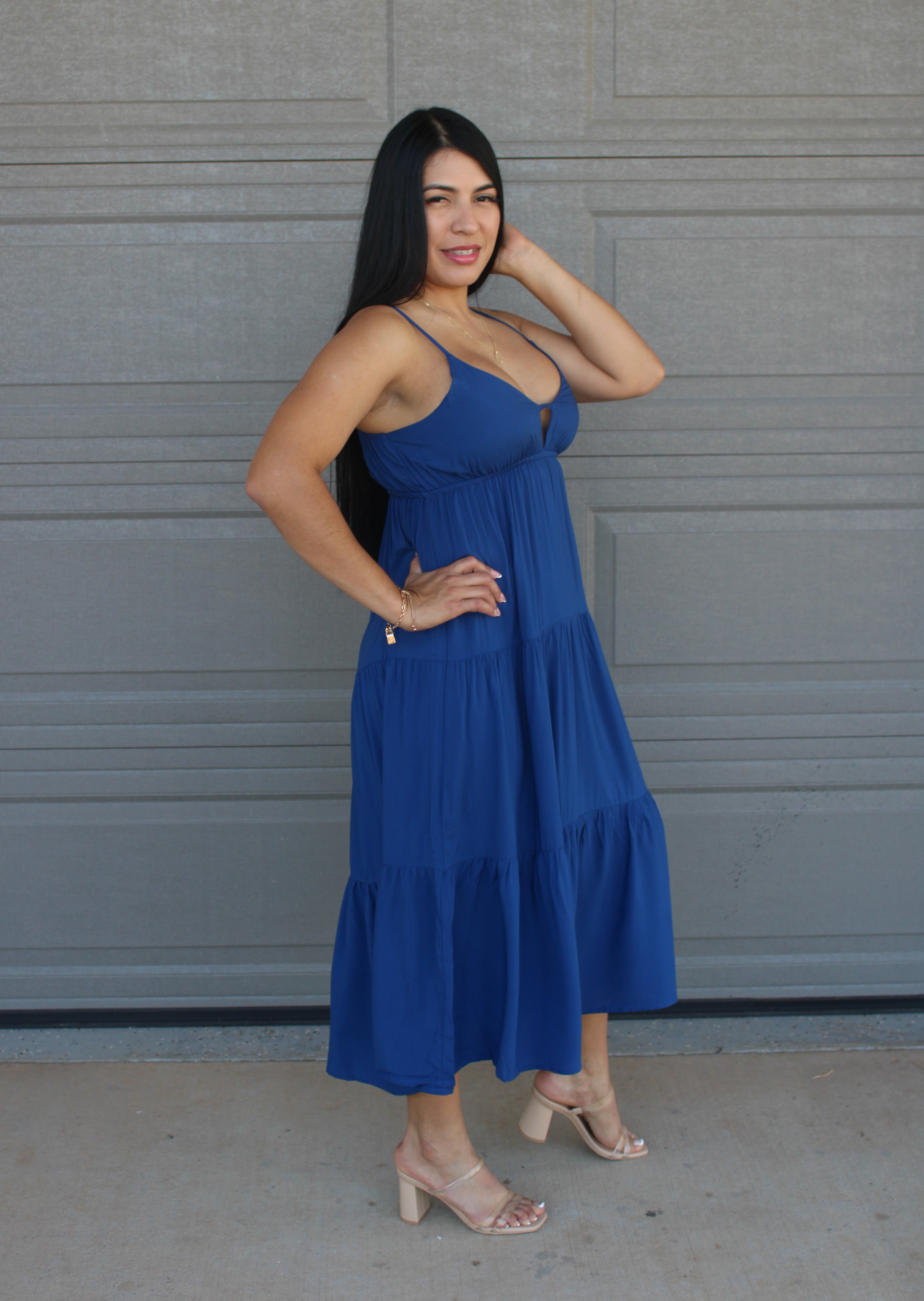 Woven Tiered Midi Dress