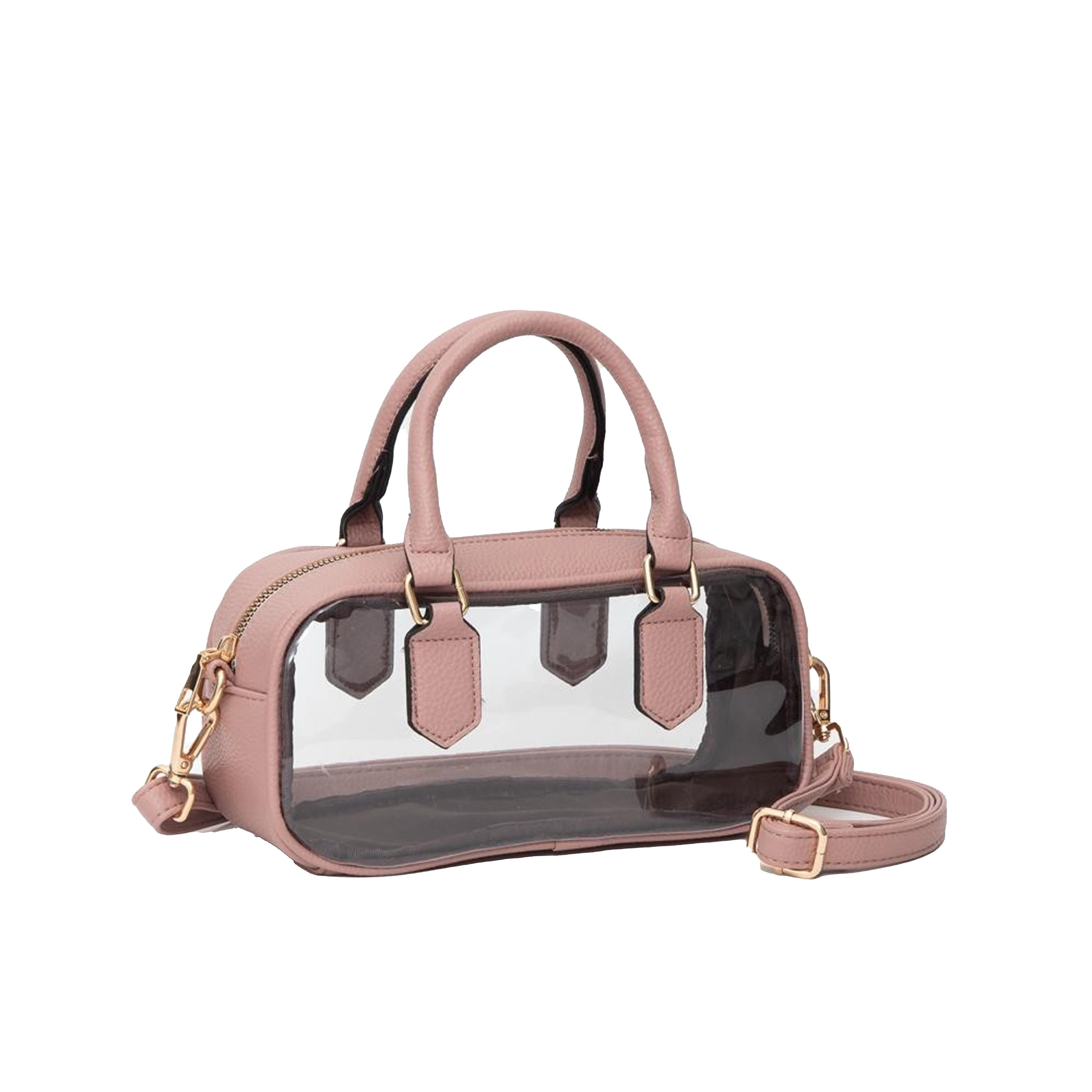 Clear Crossbody Tote With Vegan Leather Trim