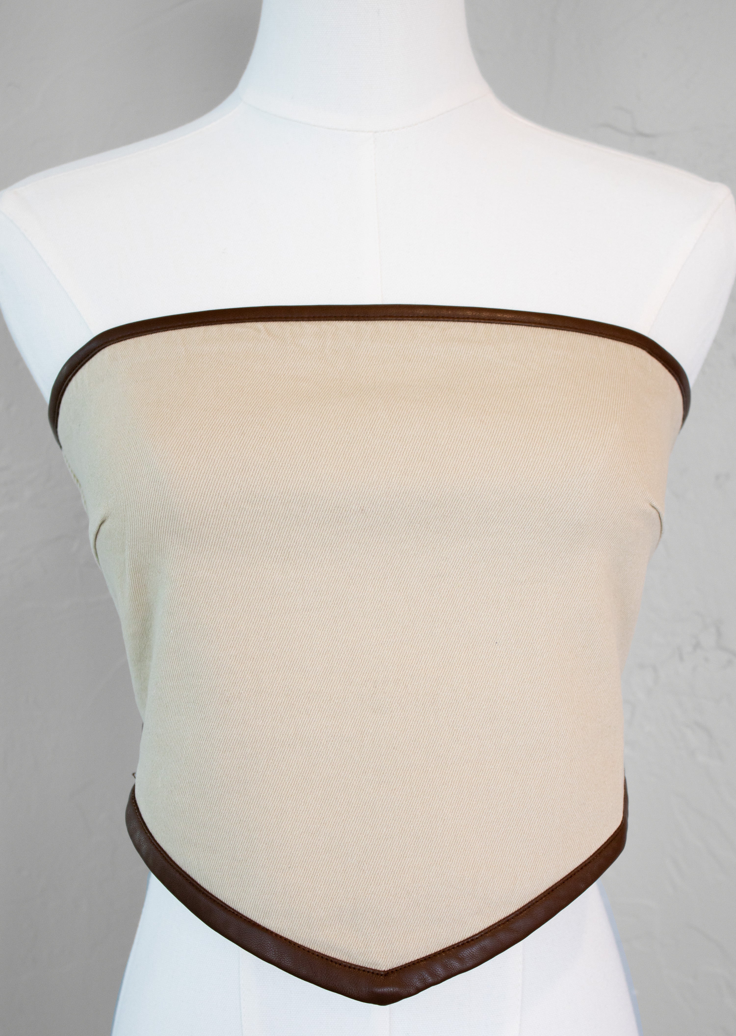 Contrast Leather Scarf Top