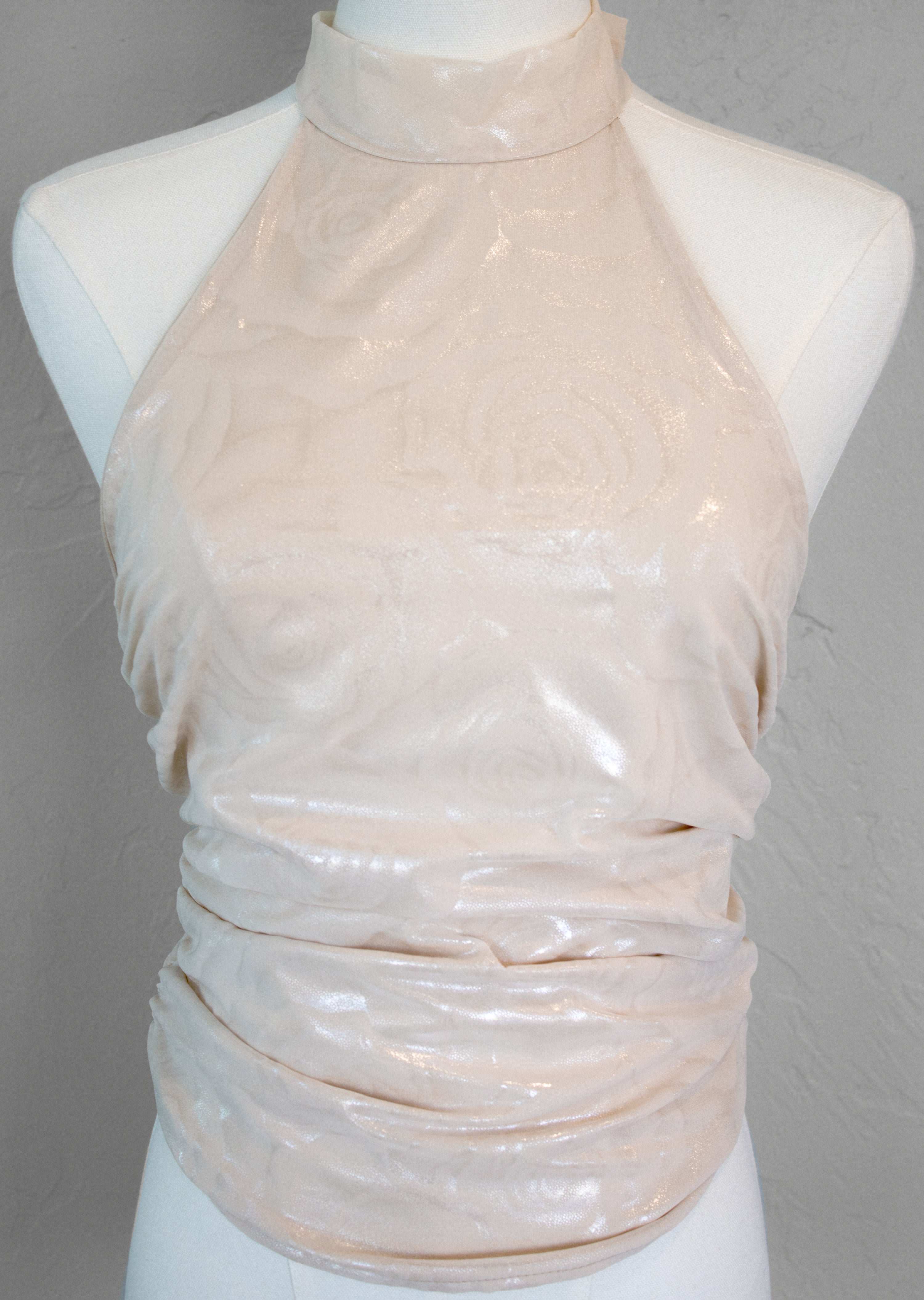 Shimmery Open Back Halter Top