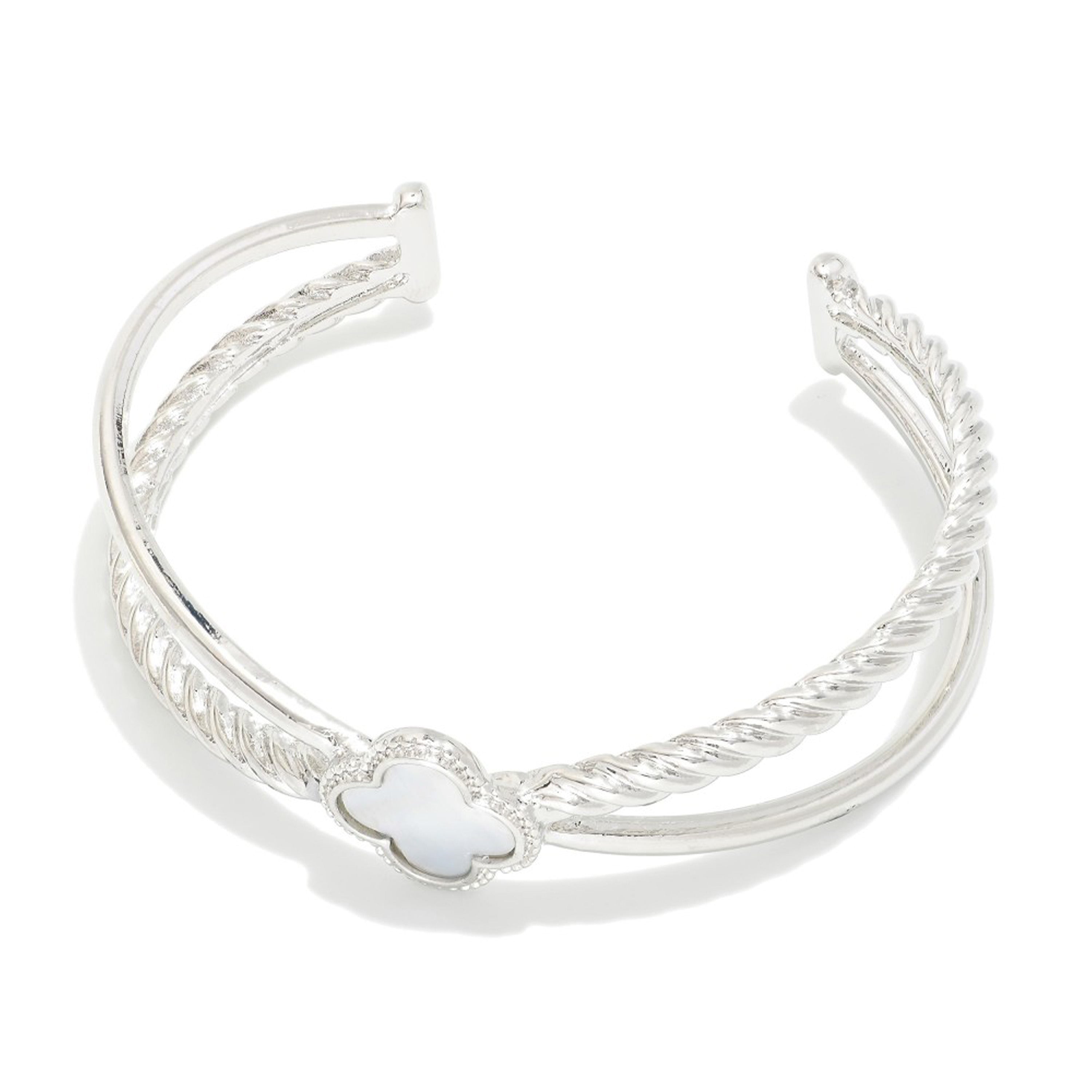 Pearlescent Clover Cuff Bracelet