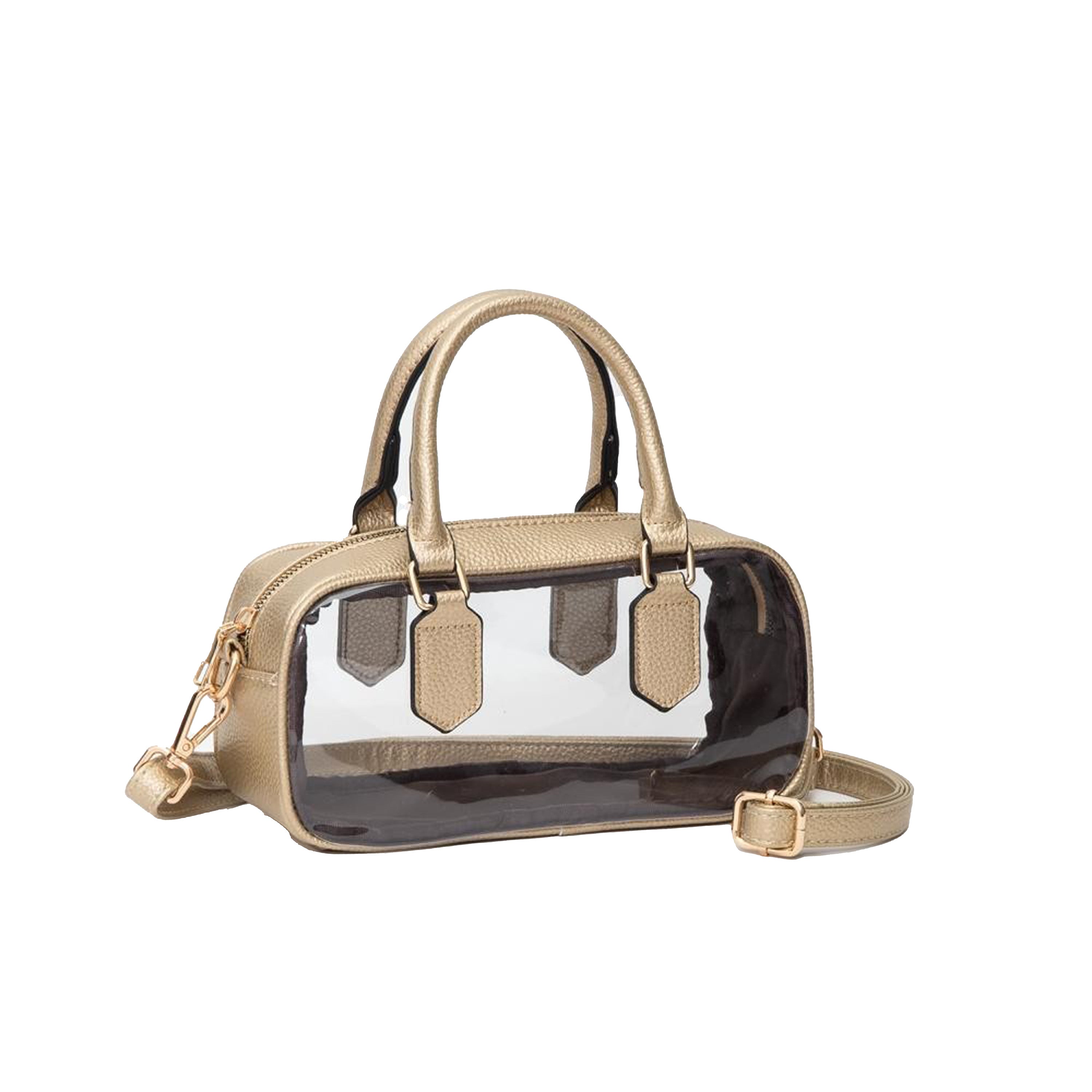 Clear Crossbody Tote With Vegan Leather Trim