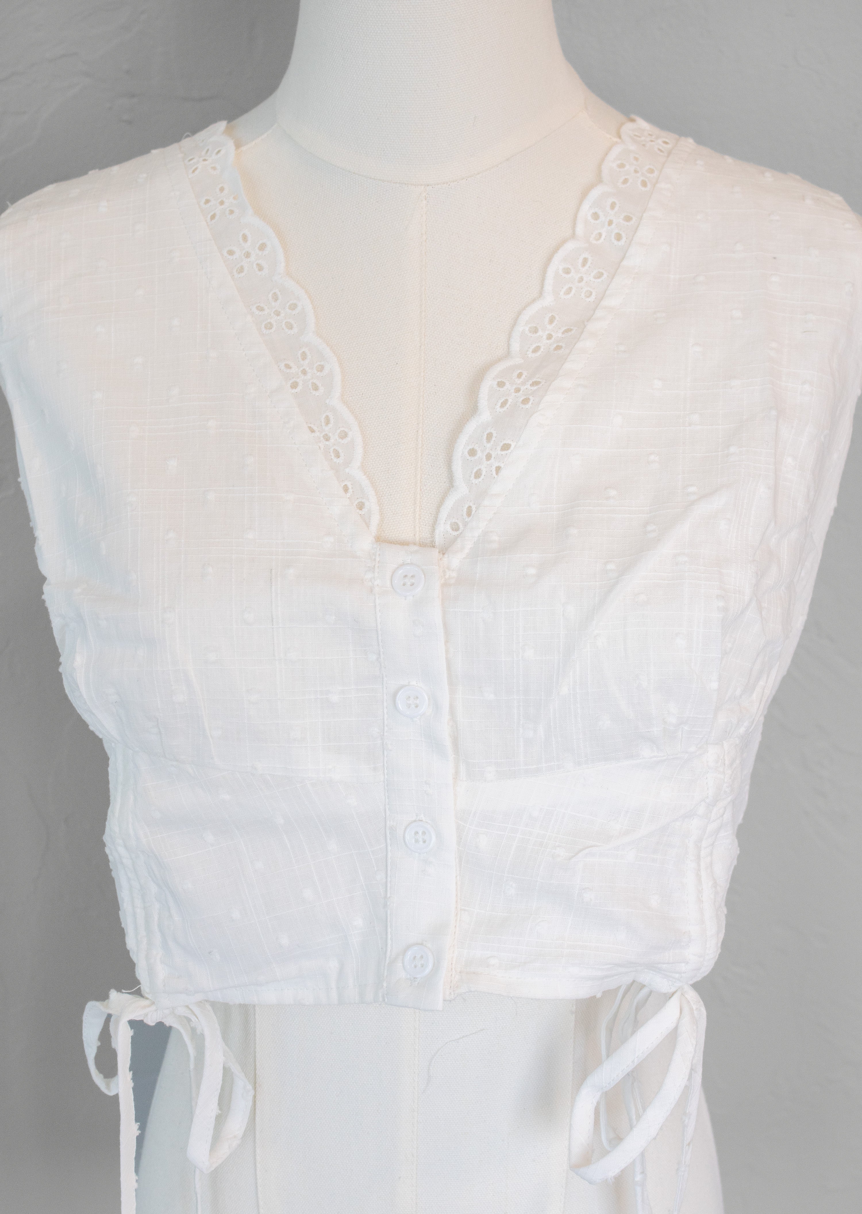 V-Neck Lace Trimmed Crop Top